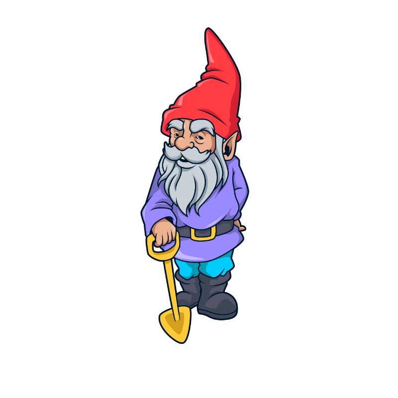 Garden gnome with shovel