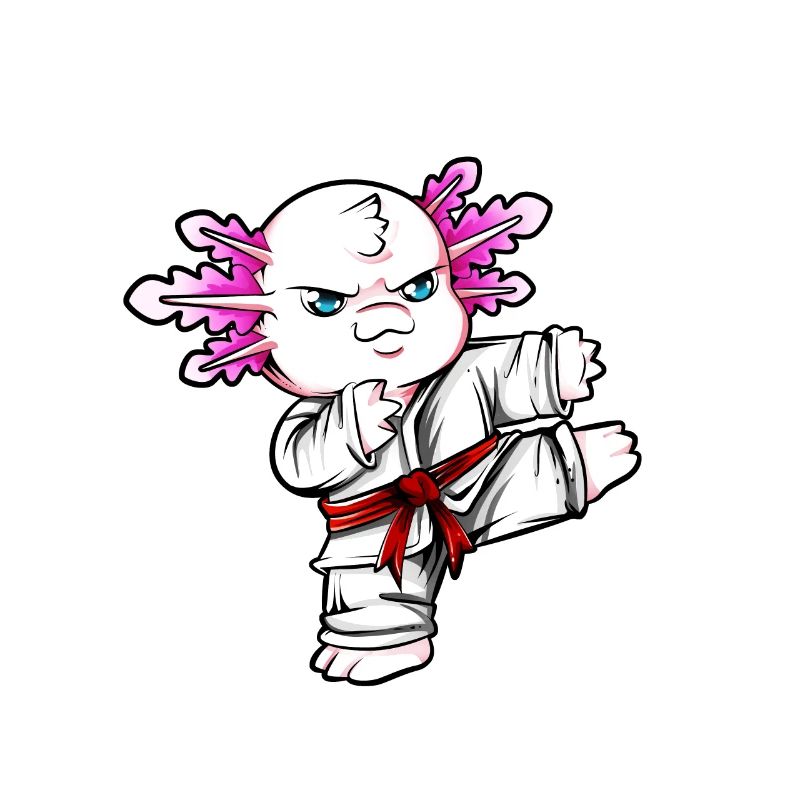 Comic Axolotl makes karate
