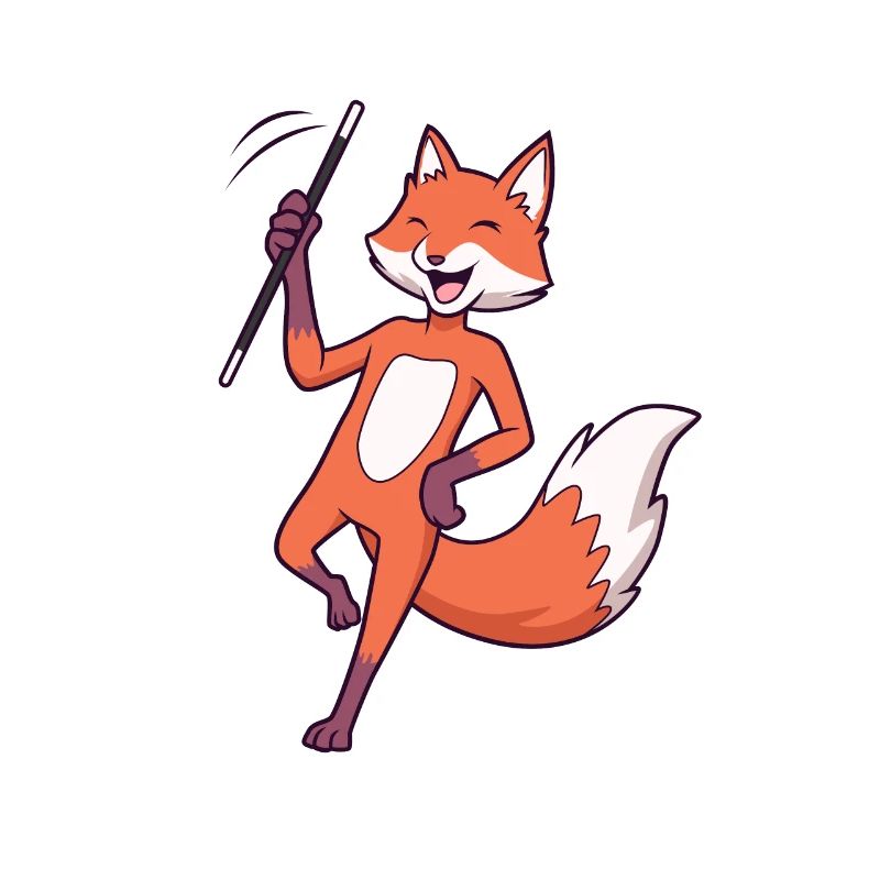 Comic fox twirling
