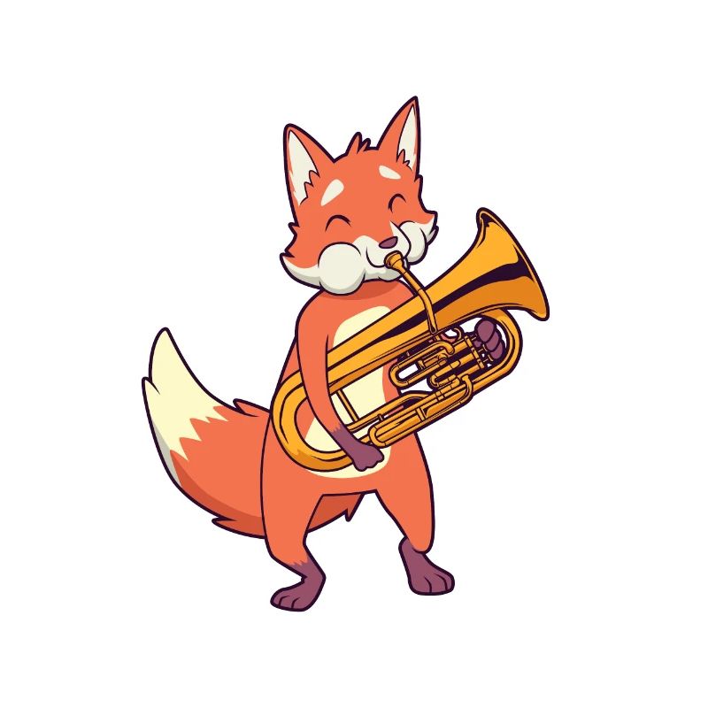 Cartoon fox plays euphonium