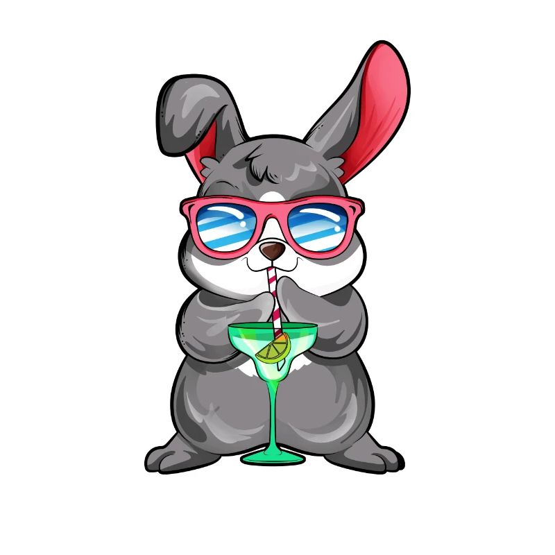 Comic bunny enjoying a cocktail