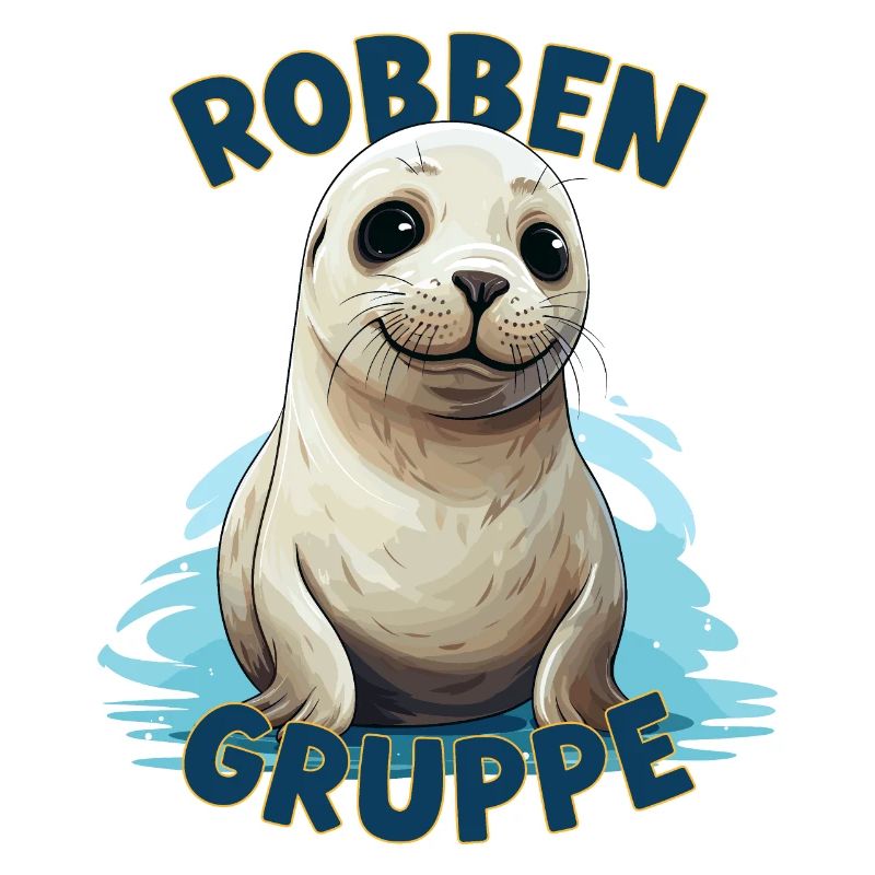 Comic Robbengruppe Kindergarten Gruppentier Robbe