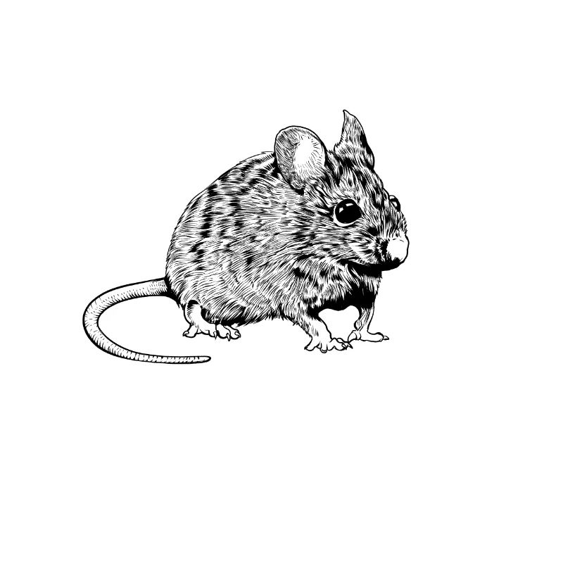 Black and White Drawing - Mouse