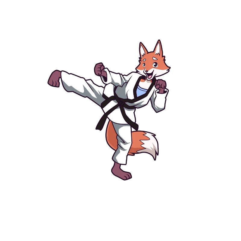 Cartoon Fox Doing Hapkido