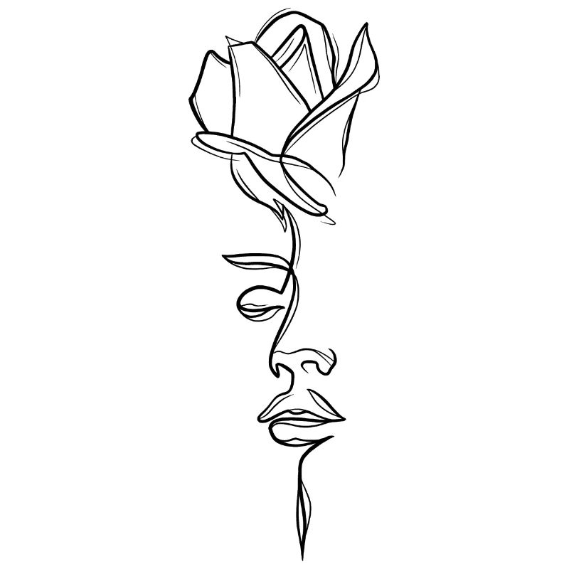 Floral woman's face linework