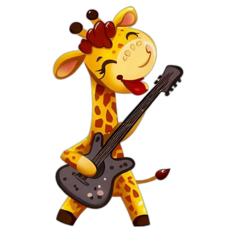 Giraffe mit Gitarre