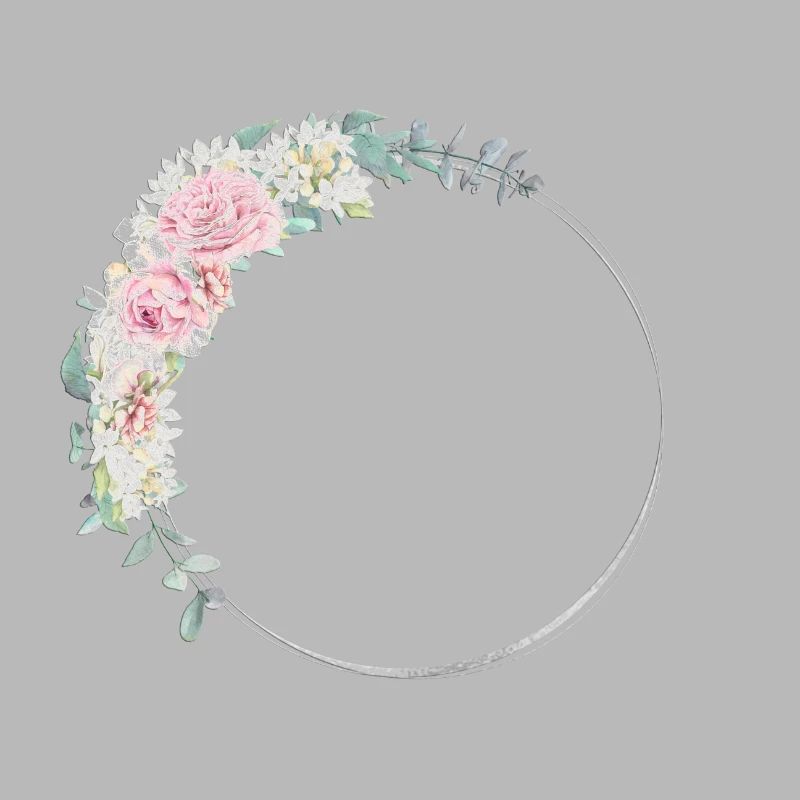 Customizable floral wreath silver pink