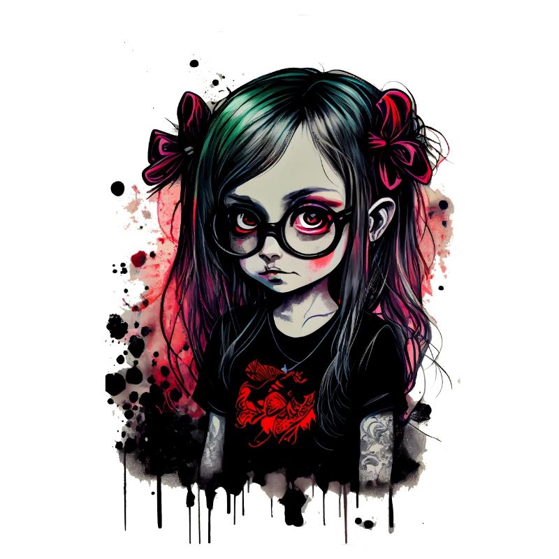 Kleines Mädchen mit Brille im Gothic - Stil