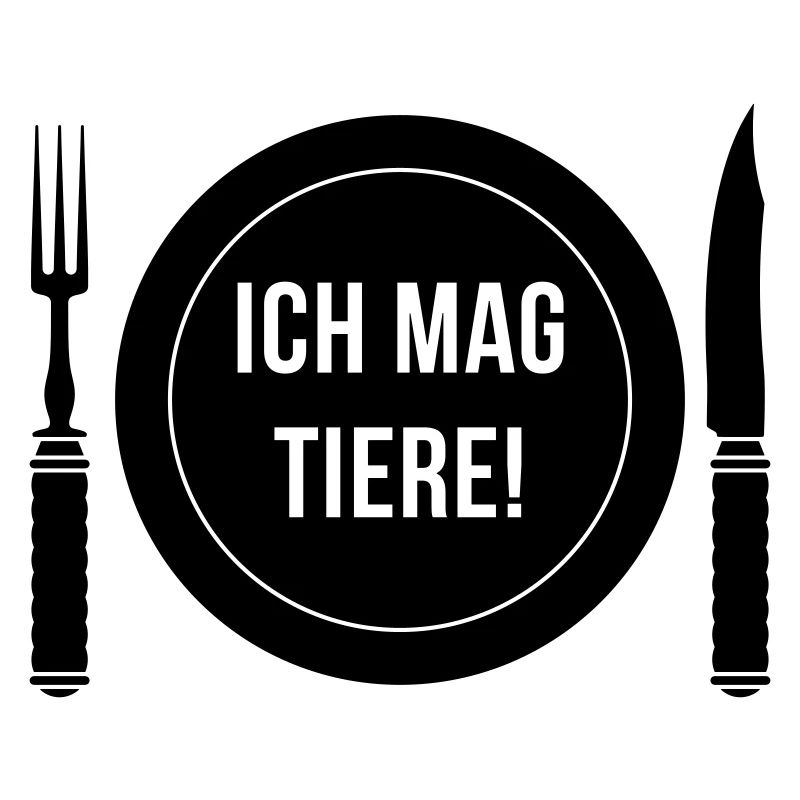 Ich Mag Tiere! (Gabel / Messer / Teller / Black)