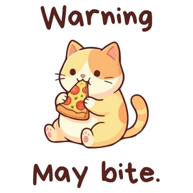 Warning May Bite - Kawaii Pizza Cat