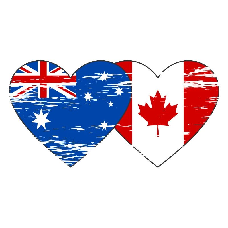 Australie Canada drapeau coeur utilisé