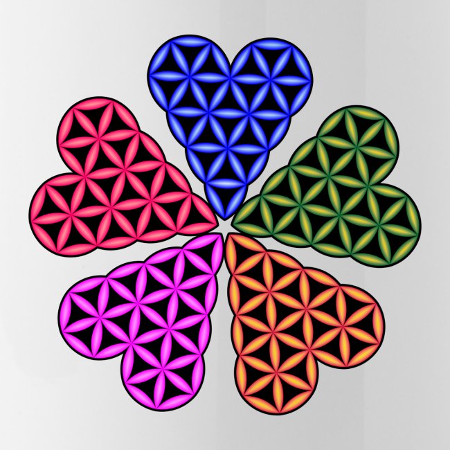 Heart of Life x 5 - colourful design - Vector 3D.