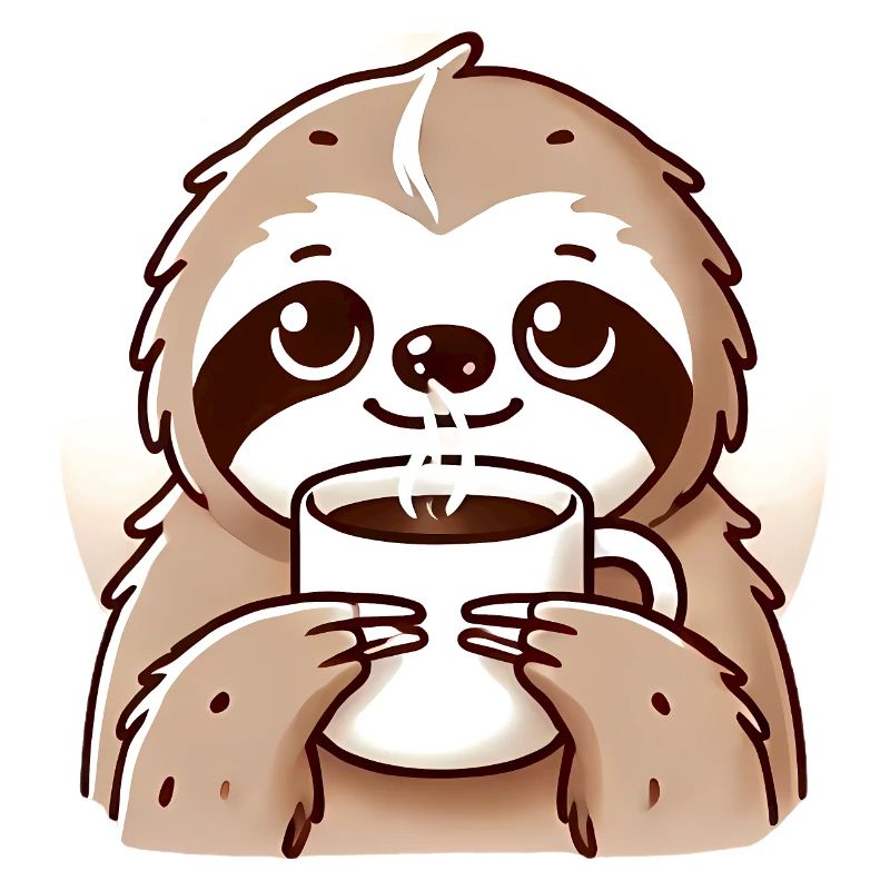 Cozy Sloth Coffee Illustration