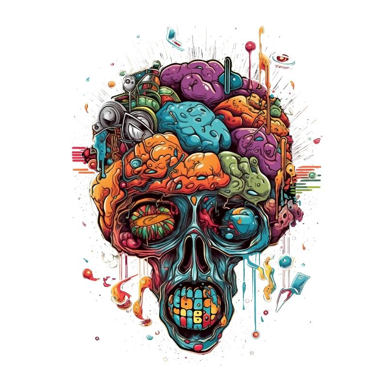 Surrealistic, psychedelic skull