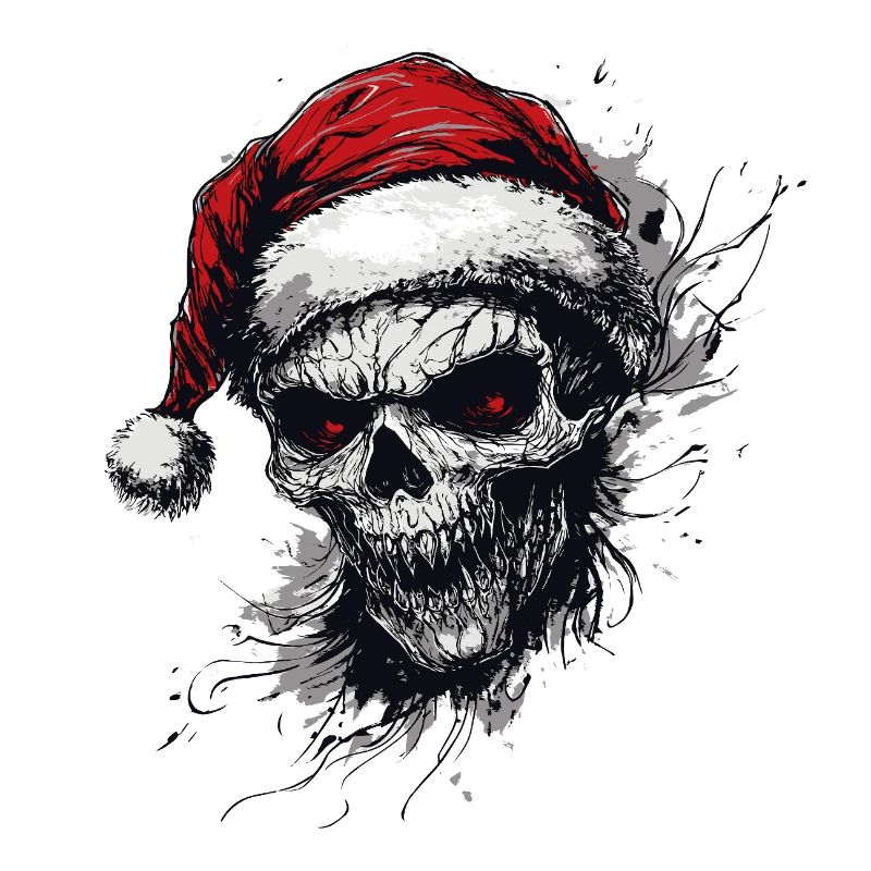 Skull with Santa hat