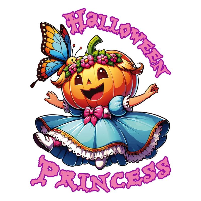 Mignonne princesse d’Halloween avec papillon