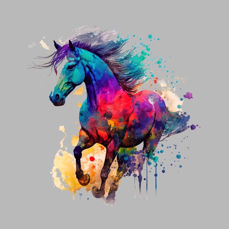Idée passion chevaux cavalière aquarelle splash