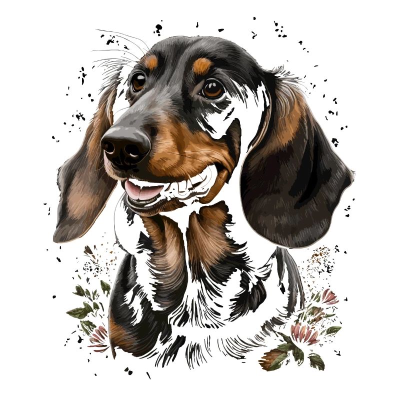 Teckel Chien Et Fleurs