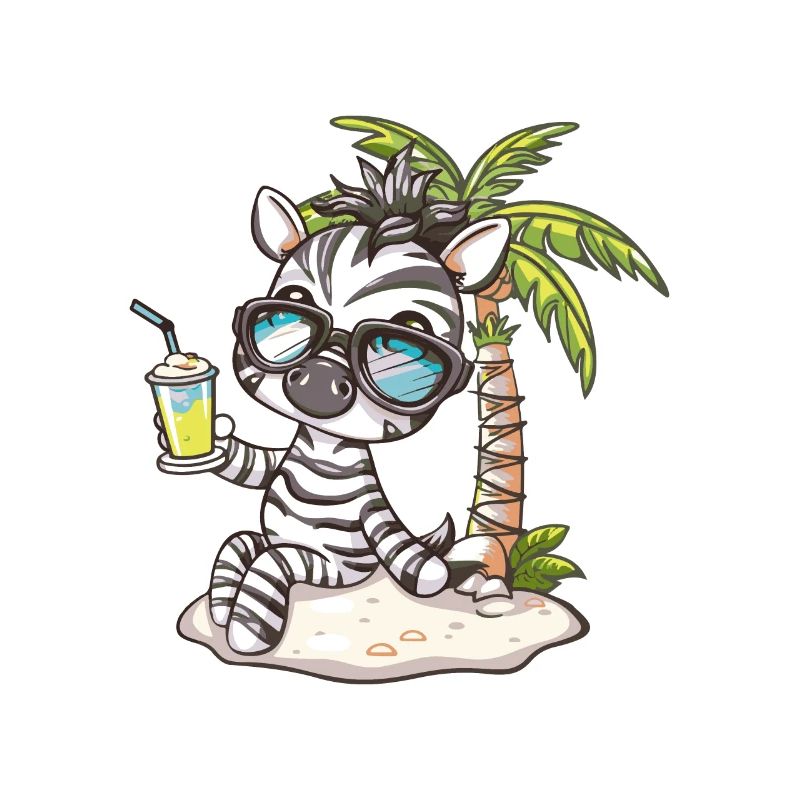 Zebra Sommer Strand Comic