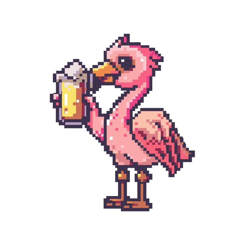 Flamant rose bière pixel