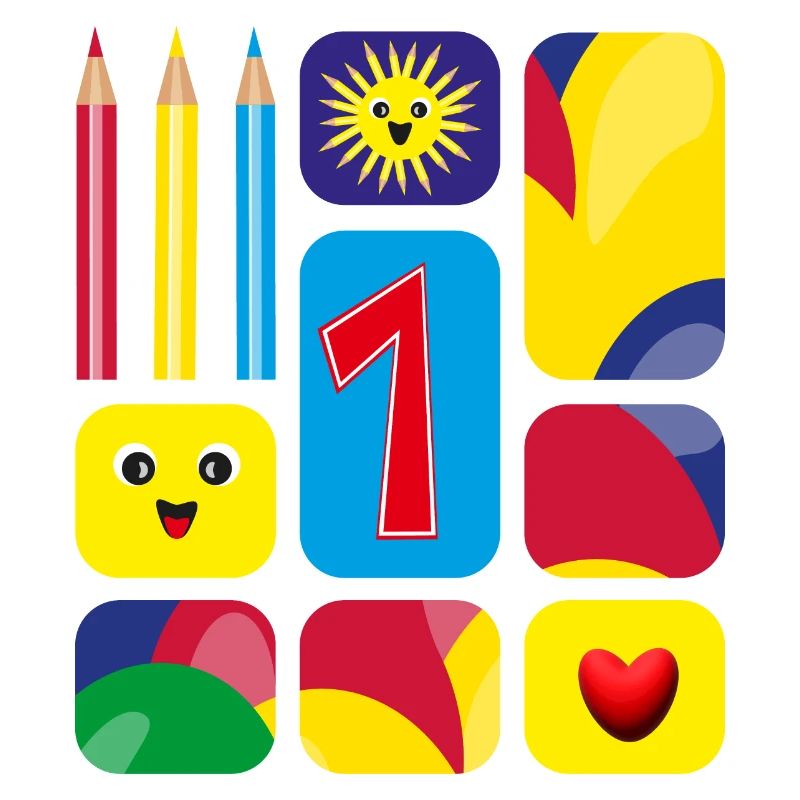 Bunte eins zum Geburtstag oder zur Grundschulzeit.