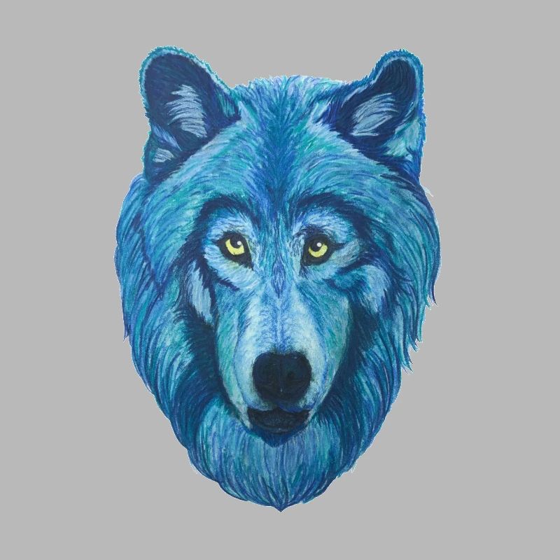 epic wolf wolf head with blue fur