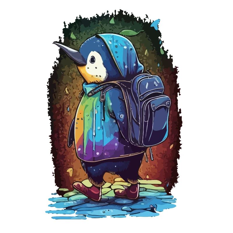 Pingouin sur le chemin de l’école