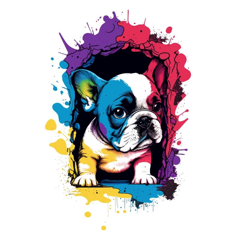 Mignon chiot bouledogue français coloré