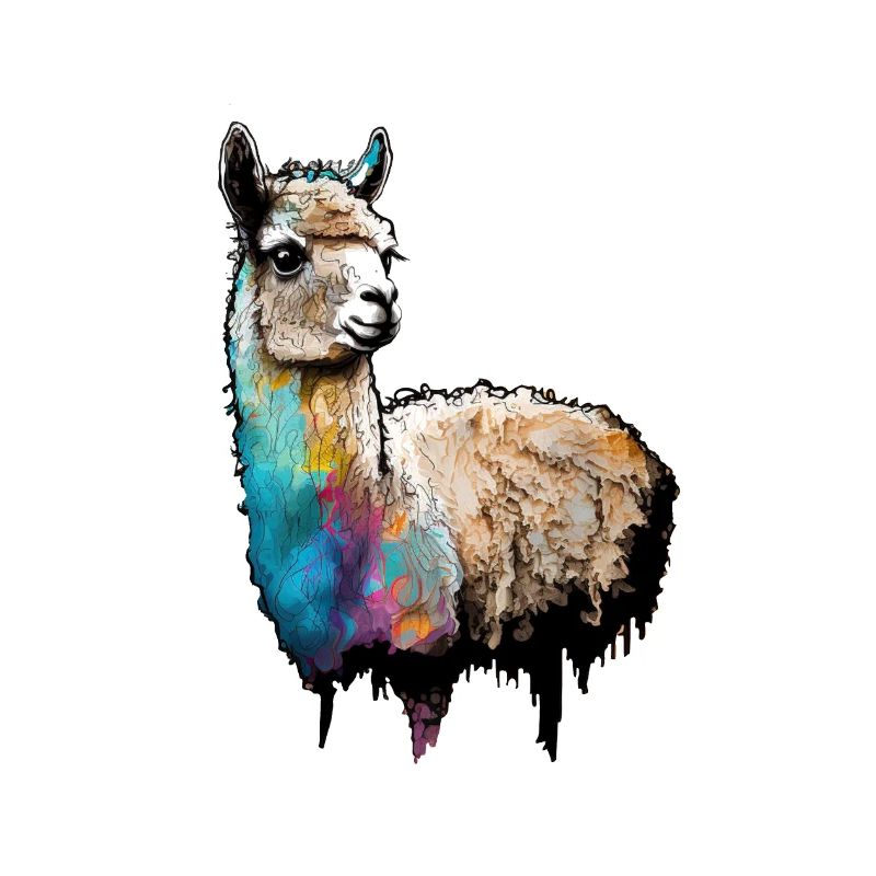 Alpaca Llama Rainbow Graffiti