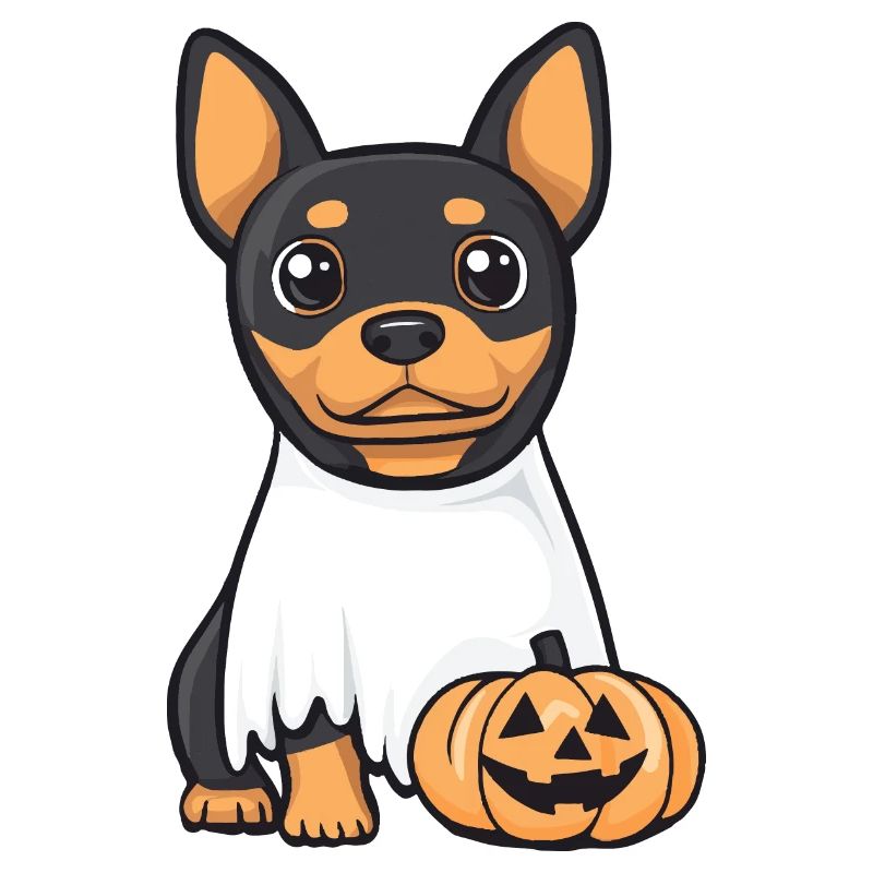 Dobermann Hund Halloween Comic Geist