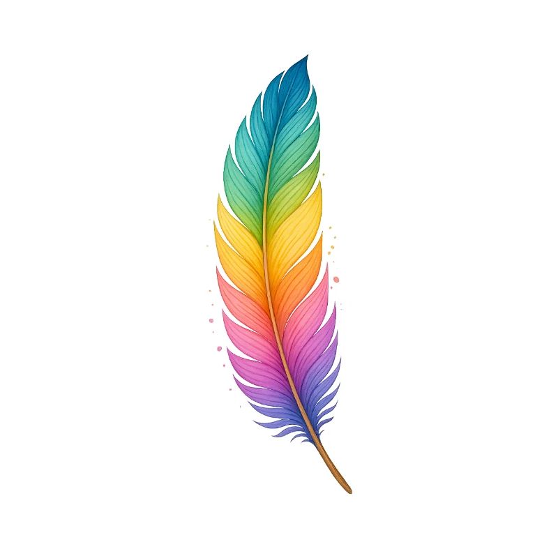 Colorful Feather – Sanfte Kraft in Regenbogenfarbe