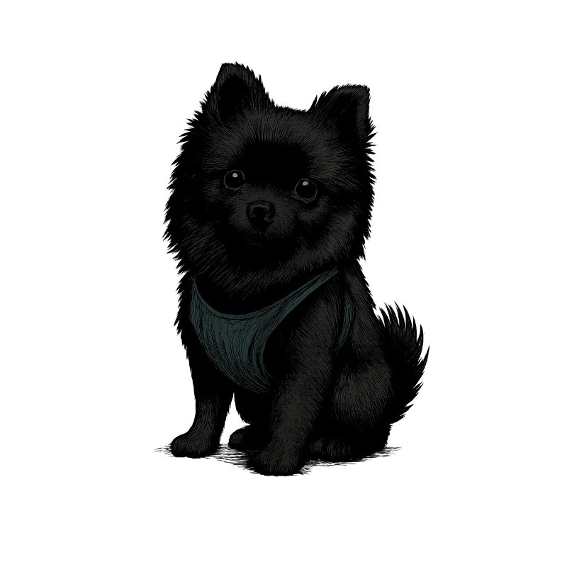 Spitz noir pour chien avec un look sucré