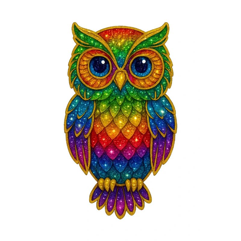 Regenbogen Eulen Glitzerkunst