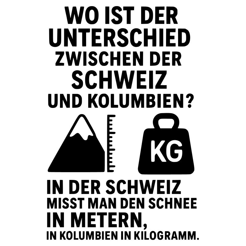 Schnee Witz Schweiz Kolumbien Meter Kilogramm