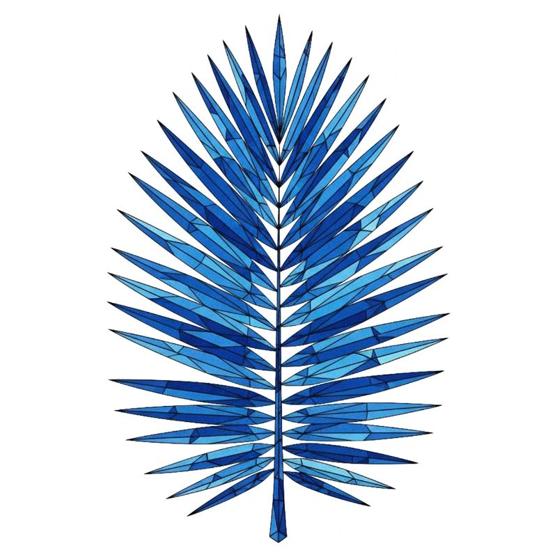 Blue Geometry Palm Leaf