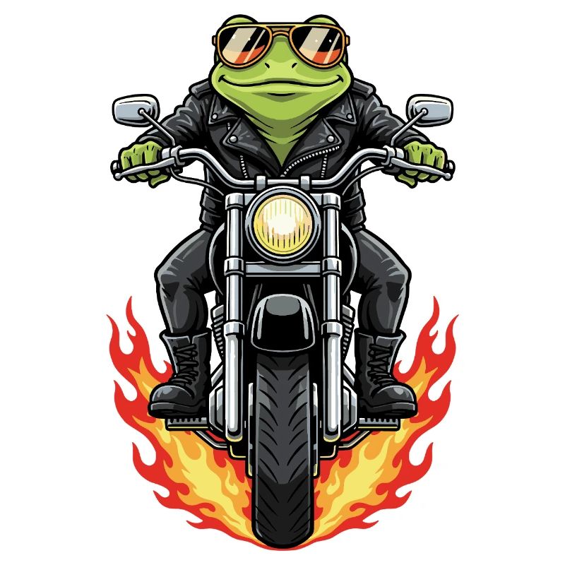 Cool Biker Frog Motorcycle Flames