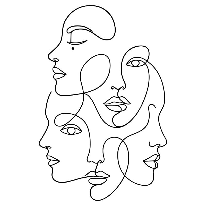 Minimalist One Line Multi Face