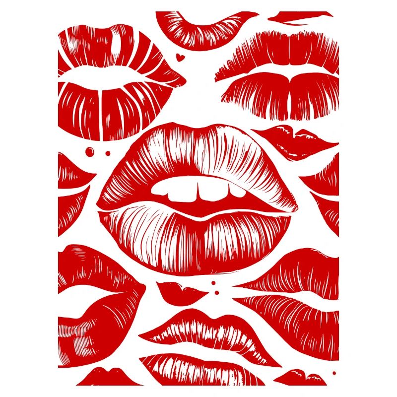 Bold Red Lips Pattern Stylish Art Sensual Lipstick