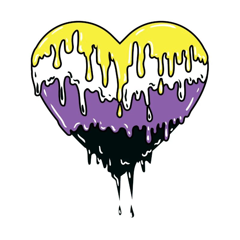 Nonbinary Pride Tropfendes Herz
