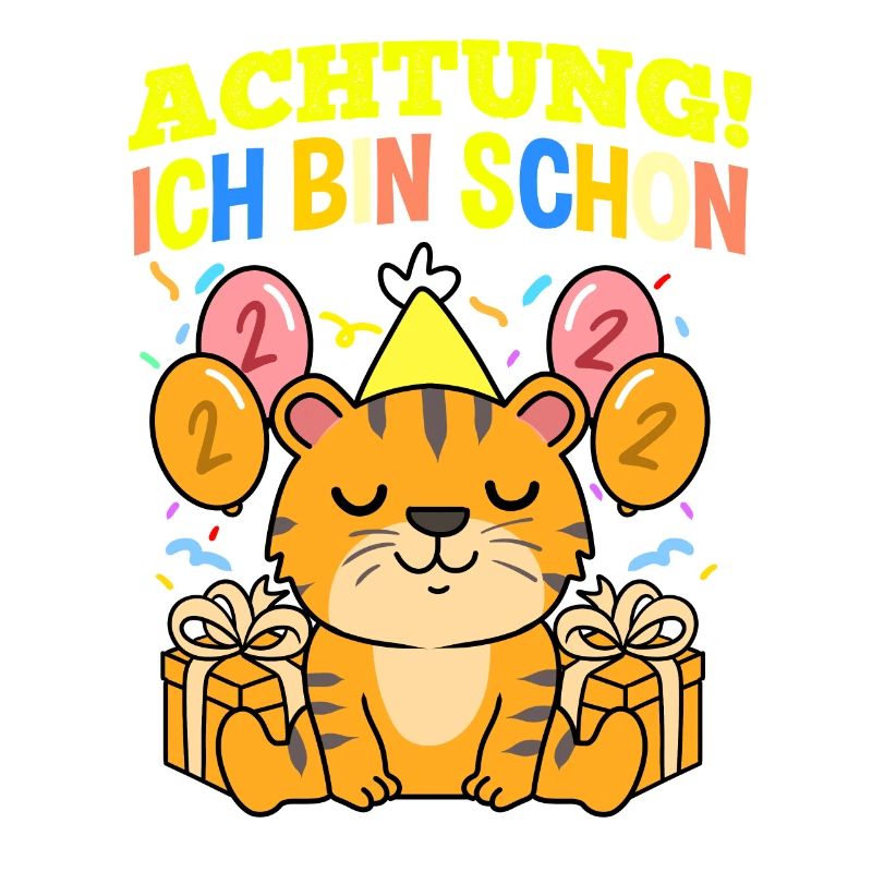 Achtung Ich Bin Schon 2 Geburtstag Tiger