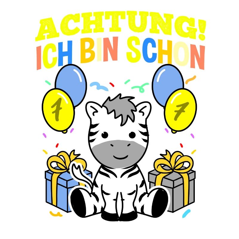 Achtung Ich Bin Schon 7 Geburtstag Zebra
