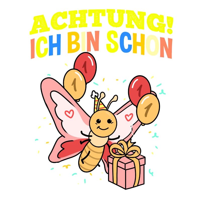 Achtung Ich Bin Schon 1 Geburtstag Schmetterling