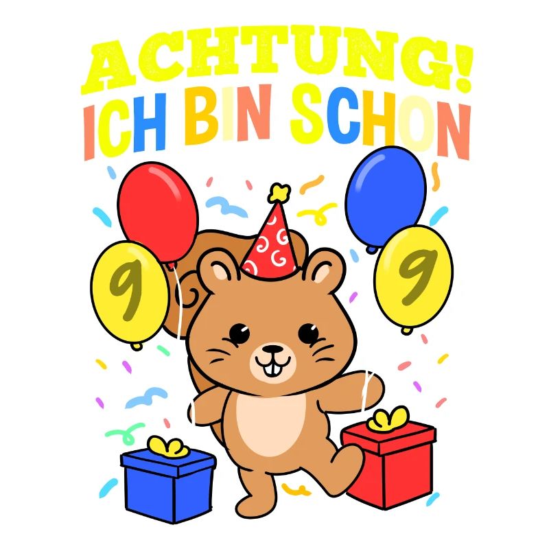 Achtung Ich Bin Schon 9 Geburtstag Eichhörnchen