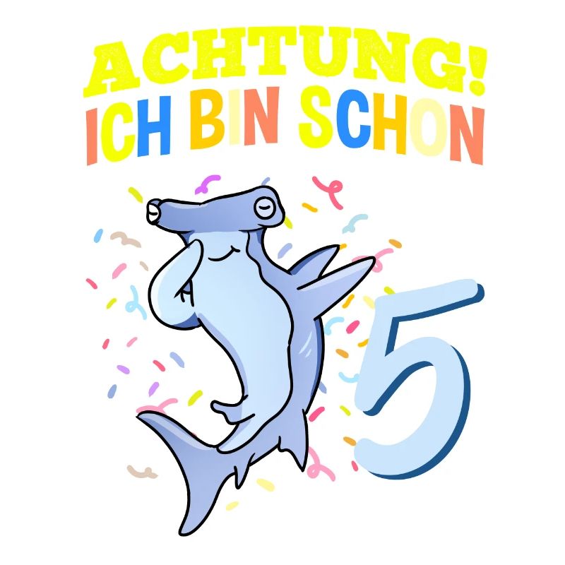 Achtung Ich Bin Schon 5 Geburtstag Hammerhai