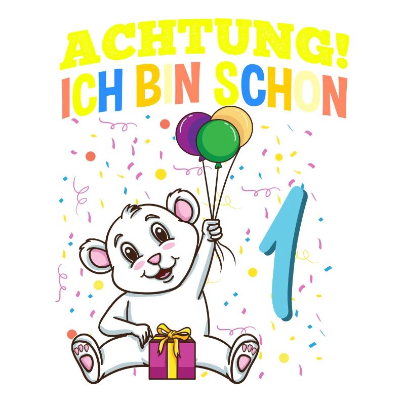 Achtung Ich Bin Schon 1 Tier Geburtstag Eisbär