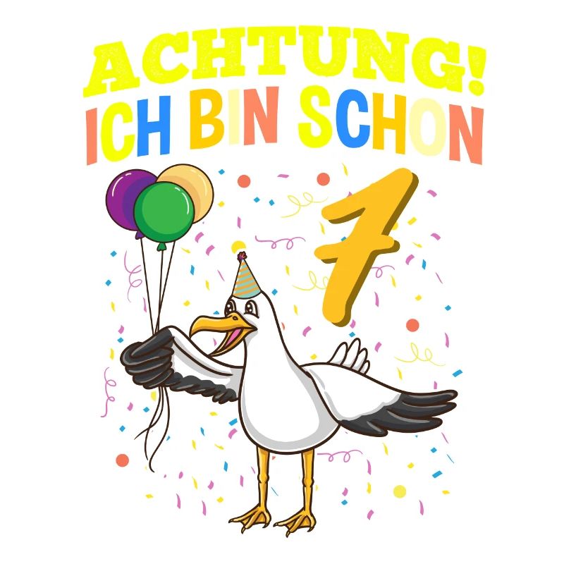 Achtung Ich Bin Schon 7 Tier Geburtstag Seemöwe