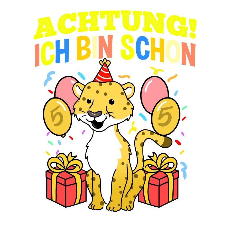 Achtung Ich Bin Schon 5 Geburtstag Leopard