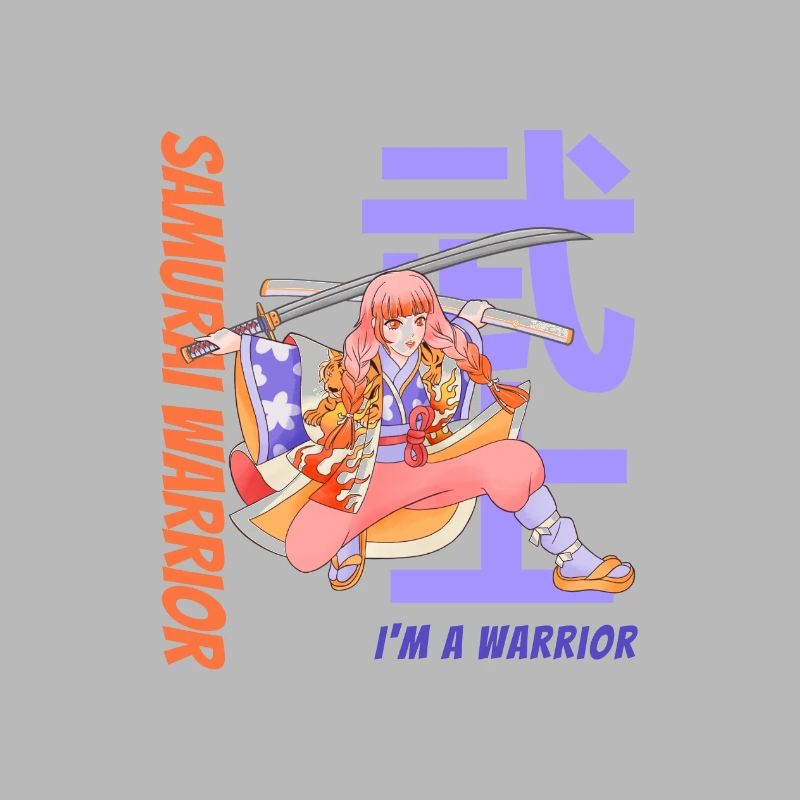 Samurai Warrior. Samurai Girl. White Version.