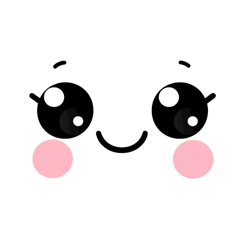 Yeux kawaii, visage content, expression visage