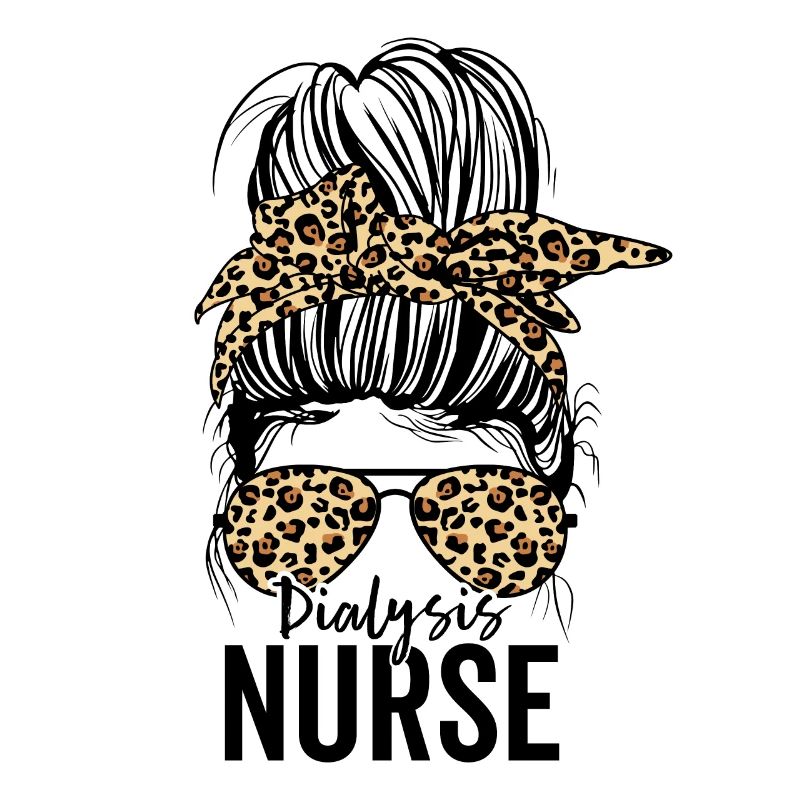 Funny Dialysis Nurse Nephrology Messy Bun